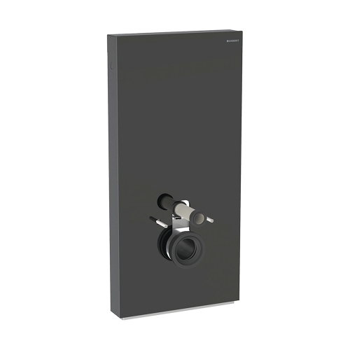 Immagine di Geberit MONOLITH modulo sanitario per WC sospeso H.101 cm, rivestimento laterale in alluminio nero cromato, rivestimento frontale colore nero finitura vetro lucido 131.027.SJ.6