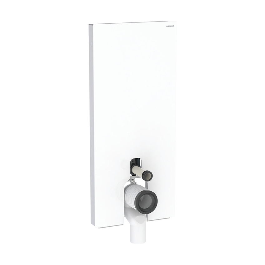 Immagine di Geberit MONOLITH modulo sanitario per WC a pavimento H.114 cm, rivestimento laterale in alluminio, rivestimento frontale colore bianco finitura vetro lucido 131.033.SI.5