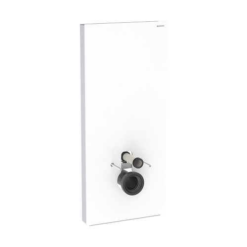 Immagine di Geberit MONOLITH modulo sanitario per WC sospeso H.114 cm, rivestimento laterale in alluminio, rivestimento frontale colore bianco finitura vetro lucido 131.031.SI.5