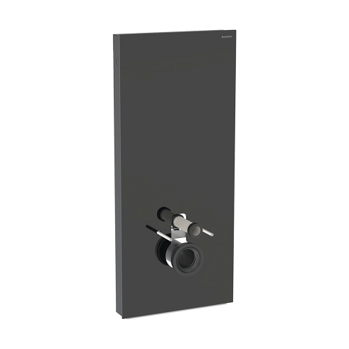 Immagine di Geberit MONOLITH modulo sanitario per WC sospeso H.114 cm, rivestimento laterale in alluminio nero cromato, rivestimento frontale colore nero finitura vetro lucido 131.031.SJ.6