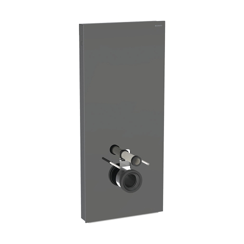 Immagine di Geberit MONOLITH modulo sanitario per WC sospeso H.114 cm, rivestimento laterale in alluminio nero cromato, rivestimento frontale colore lava finitura vetro lucido 131.031.JK.5
