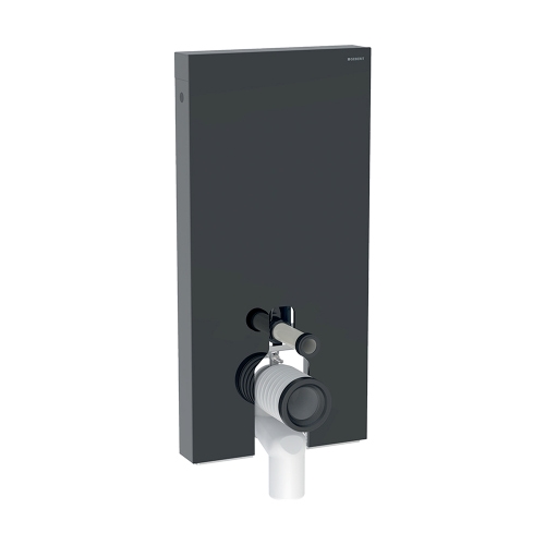 Immagine di Geberit MONOLITH PLUS modulo sanitario per WC a pavimento H.101 cm, con ComfortLight, rivestimento laterale in alluminio nero cromato, colore nero finitura vetro lucido 131.202.SJ.7
