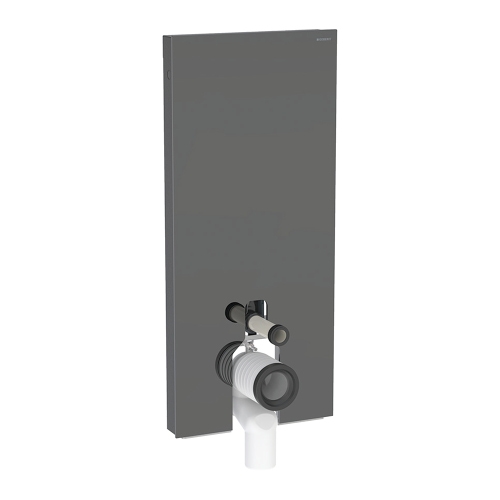 Immagine di Geberit MONOLITH PLUS modulo sanitario per WC a pavimento H.114 cm, con ComfortLight, rivestimento laterale in alluminio nero cromato, colore lava finitura vetro lucido 131.233.JK.7