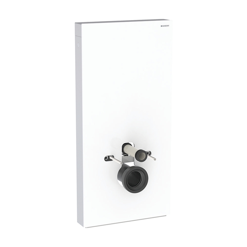 Immagine di Geberit MONOLITH PLUS modulo sanitario per WC sospeso H.101 cm, rivestimento laterale in alluminio, rivestimento frontale colore bianco finitura vetro lucido 131.221.SI.7