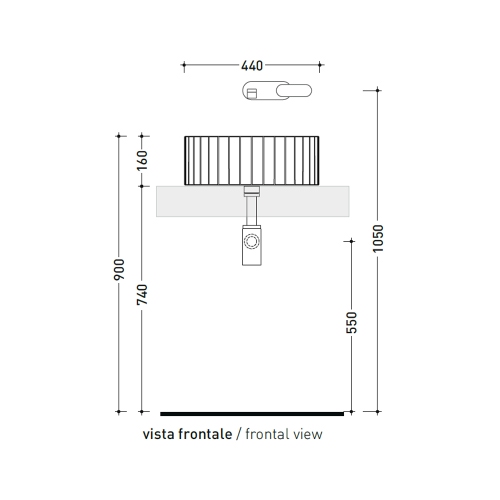 Immagine di Flaminia SETTECENTO CUT lavabo Ø 44 cm da appoggio, in ceramica, senza foro per rubinetteria e senza troppopieno, colore bianco finitura lucido SECUT