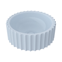 Immagine di Flaminia SETTECENTO CUT lavabo Ø 44 cm da appoggio, in ceramica, senza foro per rubinetteria e senza troppopieno, colore azzurro polvere finitura lucido SECUTAP