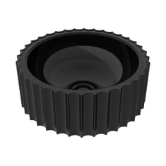 Immagine di Flaminia SETTECENTO CUT lavabo Ø 44 cm da appoggio, in ceramica, senza foro per rubinetteria e senza troppopieno, colore nero finitura lucido SECUTNER