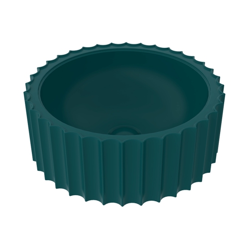 Immagine di Flaminia SETTECENTO CUT lavabo Ø 44 cm da appoggio, in ceramica, senza foro per rubinetteria e senza troppopieno, colore petrolio finitura opaco SECUTPET