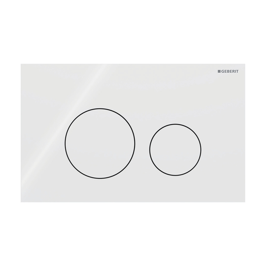 Immagine di Geberit SIGMA40 placca di comando per risciacquo a due quantità, tasti rotondi, colore bianco finitura vetro lucido 115.628.SI.1