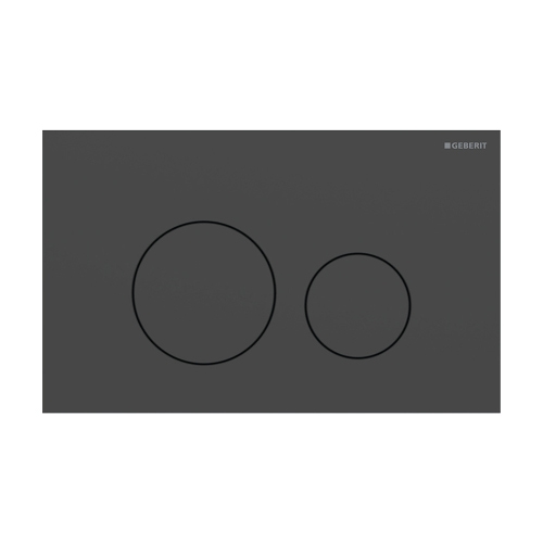 Immagine di Geberit SIGMA40 placca di comando per risciacquo a due quantità, tasti rotondi, colore nero cromato finitura spazzolato 115.628.QD.1