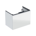 Immagine di Geberit ACANTO mobile sottolavabo sospeso L.75 cm, per lavabo standard e slim, con un cassetto esterno e interno, corpo colore bianco finitura lucido, cassetti colore bianco finitura vetro lucido 503.004.01.2