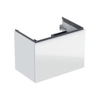 Immagine di Geberit ACANTO mobile sottolavabo sospeso L.75 cm, per lavabo standard e slim, con un cassetto esterno e interno, corpo colore bianco finitura lucido, cassetti colore bianco finitura vetro lucido 503.004.01.2