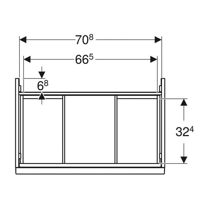 Immagine di Geberit ACANTO mobile sottolavabo sospeso L.75 cm, per lavabo standard e slim, con un cassetto esterno e interno, corpo colore bianco finitura lucido, cassetti colore bianco finitura vetro lucido 503.004.01.2