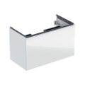 Immagine di Geberit ACANTO mobile sottolavabo sospeso L.90 cm, per lavabo standard e slim, con un cassetto esterno e interno, corpo colore bianco finitura lucido, cassetti colore bianco finitura vetro lucido 503.005.01.2