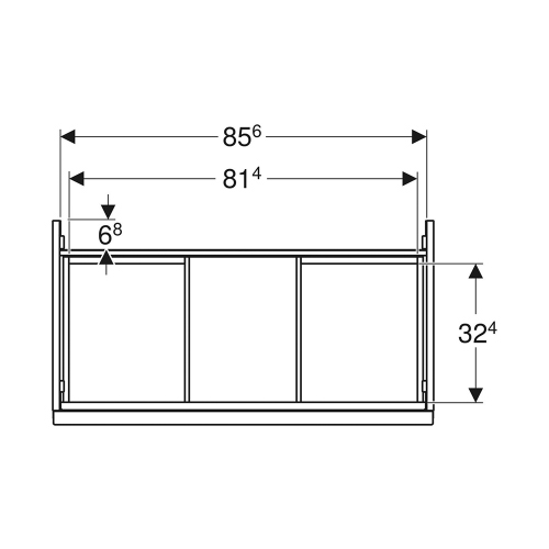 Immagine di Geberit ACANTO mobile sottolavabo sospeso L.90 cm, per lavabo standard e slim, con un cassetto esterno e interno, corpo colore lava finitura opaco, cassetti colore lava finitura vetro lucido 503.005.JK.2