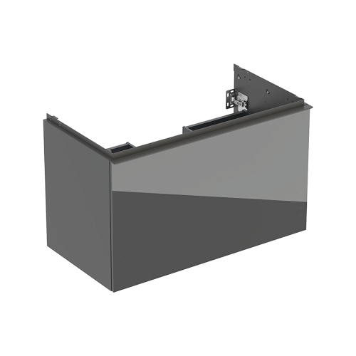 Immagine di Geberit ACANTO mobile sottolavabo sospeso L.90 cm, per lavabo standard e slim, con un cassetto esterno e interno, corpo colore lava finitura opaco, cassetti colore lava finitura vetro lucido 503.005.JK.2