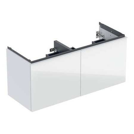 Immagine di Geberit ACANTO mobile sottolavabo sospeso L.120 cm, per lavabo standard e slim, corpo colore bianco finitura lucido, cassetti colore bianco finitura vetro lucido 503.007.01.2