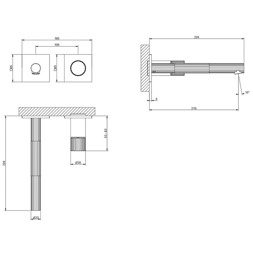 Immagine di Gessi INCASTRI parte esterna miscelatore lavabo da parete P.22,4 cm, senza corpo incasso, finitura cromo 75088#031