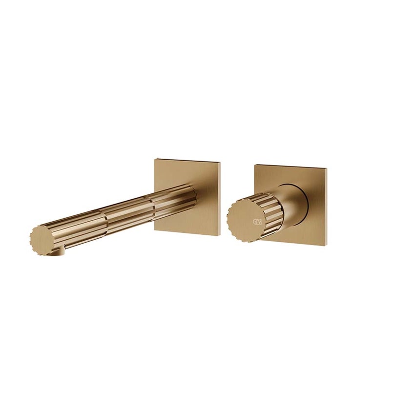 Immagine di Gessi INCASTRI parte esterna miscelatore lavabo da parete P.22,4 cm, senza corpo incasso, finitura warm bronze brushed PVD 75088#726
