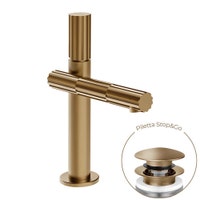 Immagine di Gessi INCASTRI miscelatore lavabo H.21,2 cm, con scarico Stop&Go, con flessibili, finitura warm bronze brushed PVD 75051#726