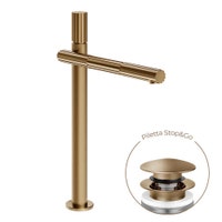 Immagine di Gessi INCASTRI miscelatore lavabo H.36,2 cm, con scarico Stop&Go, con flessibili, finitura warm bronze brushed PVD 75053#726