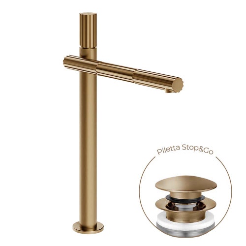 Immagine di Gessi INCASTRI miscelatore lavabo H.36,2 cm, con scarico Stop&Go, con flessibili, finitura warm bronze brushed PVD 75053#726