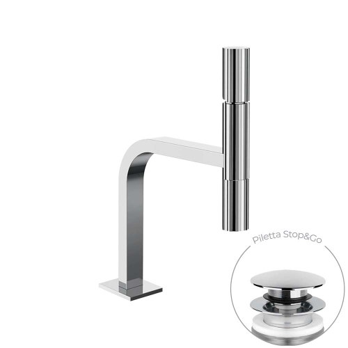 Immagine di Gessi INCASTRI miscelatore lavabo H.31,1 cm, con scarico Stop&Go, con flessibili, finitura cromo 75251#031