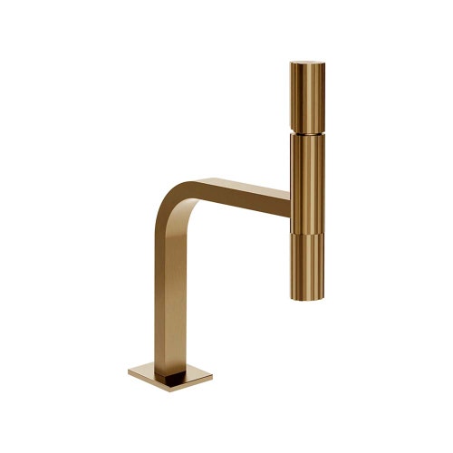 Immagine di Gessi INCASTRI miscelatore lavabo H.31,1 cm, senza scarico, con flessibili, finitura warm bronze brushed PVD 75202#726