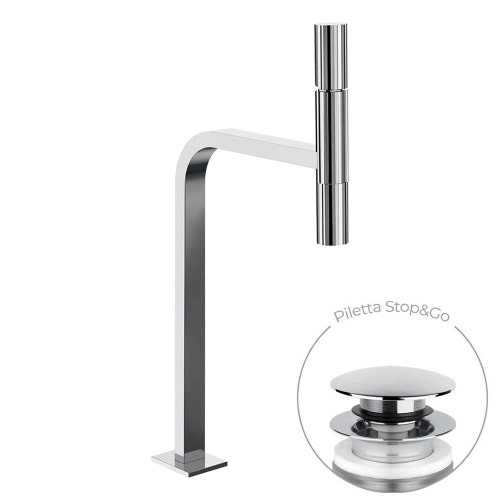 Immagine di Gessi INCASTRI miscelatore lavabo H.46,1 cm, con scarico Stop&Go, con flessibili, finitura cromo 75253#031