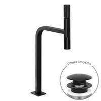 Immagine di Gessi INCASTRI miscelatore lavabo H.46,1 cm, con scarico Stop&Go, con flessibili, colore nero finitura opaco 75253#299