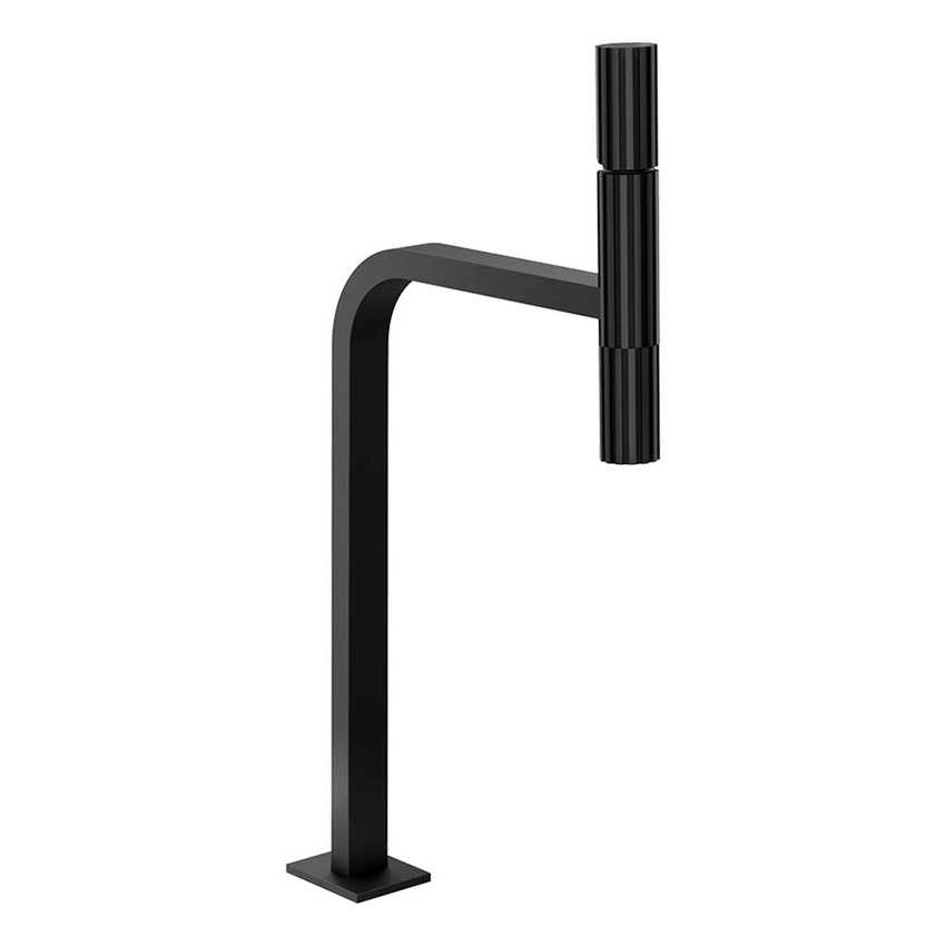 Immagine di Gessi INCASTRI miscelatore lavabo H.46,1 cm, senza scarico, con flessibili, colore nero finitura opaco 75204#299