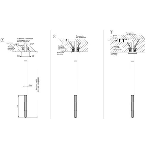 Immagine di Gessi INCASTRI bocca da soffitto, lunghezza personalizzabile, colore nero finitura opaco 75199#299
