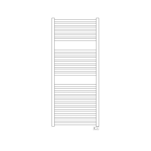 Immagine di Irsap QUADRE' ELETTRICO scaldasalviette 24 tubi, 2 intervalli, H.121,6 L.53 P.3 cm, con controllo elettronico, colore bianco standard finitura lucido Cod.01 QSM053H01IR01NNN01