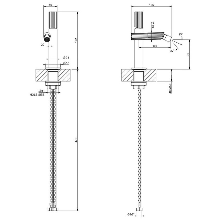Immagine di Gessi INCASTRI miscelatore bidet, senza scarico, con flessibili di collegamento, finitura cromo 75068#031