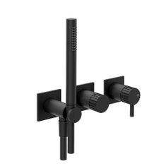 Immagine di Gessi INCASTRI miscelatore doccia a due vie, miscelazione meccanica, con doccetta, colore nero finitura opaco 75036#299