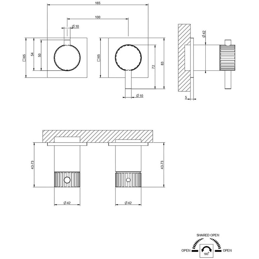 Immagine di Gessi INCASTRI miscelatore doccia a due vie, miscelazione meccanica, finitura cromo 75038#031