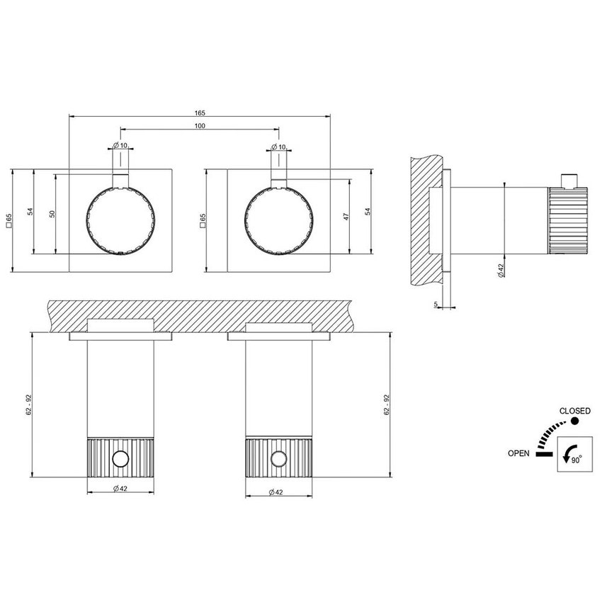 Immagine di Gessi INCASTRI miscelatore doccia a una via, miscelazione termostatica, finitura cromo 75132#031