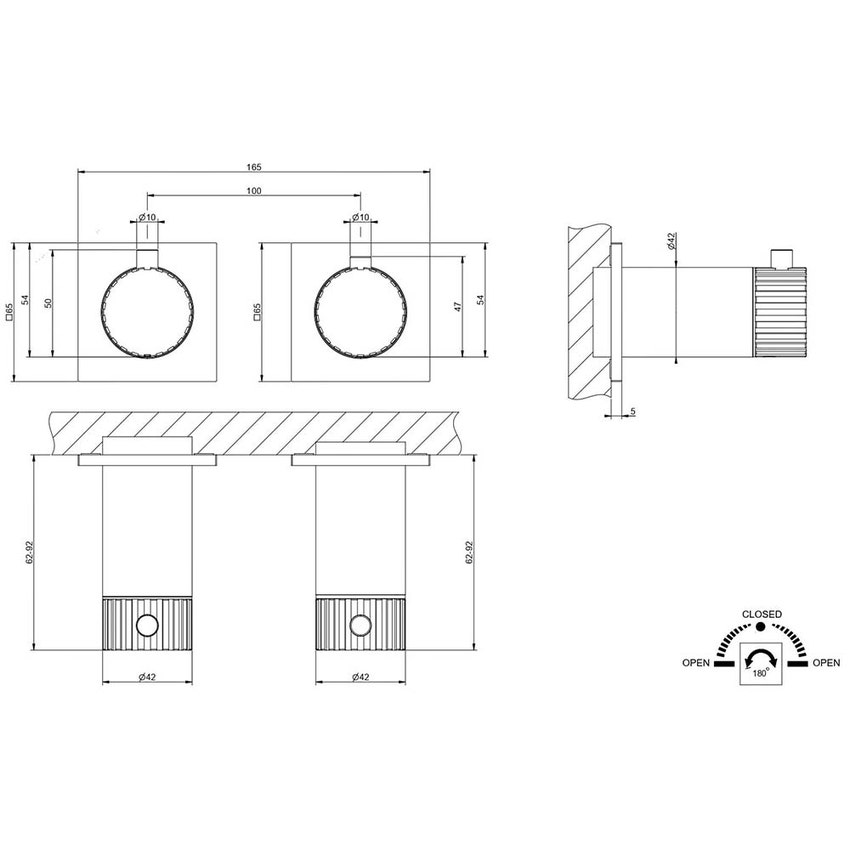 Immagine di Gessi INCASTRI miscelatore doccia a due vie, miscelazione termostatica, finitura cromo 75134#031