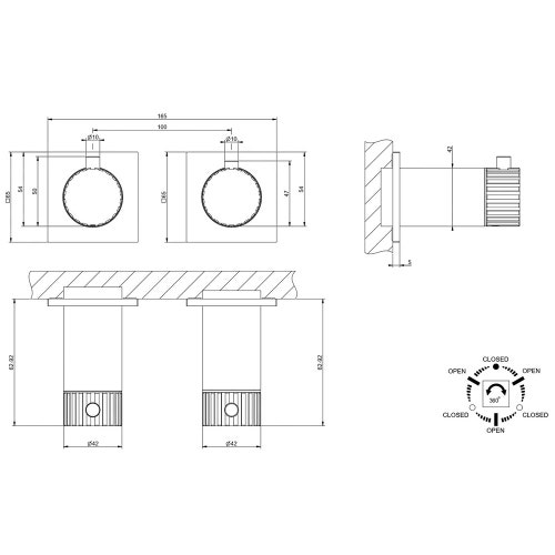 Immagine di Gessi INCASTRI miscelatore doccia a tre vie, miscelazione termostatica, finitura cromo 75136#031
