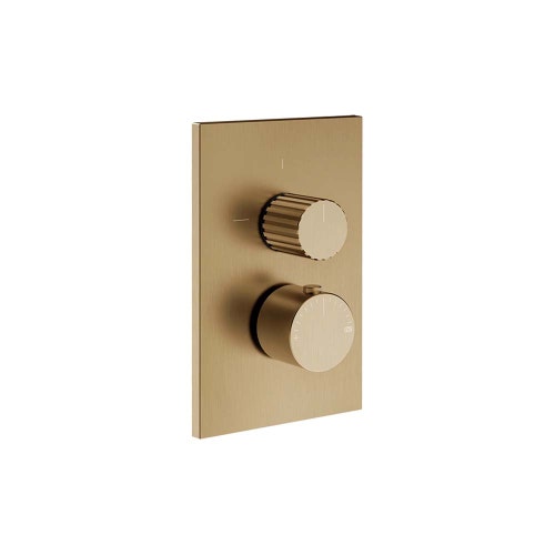 Immagine di Gessi INCASTRI miscelatore doccia a parete a una via, miscelazione termostatica, finitura warm bronze brushed PVD 75133#726