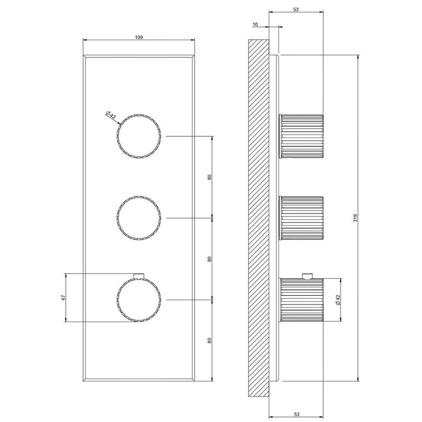 Immagine di Gessi INCASTRI miscelatore termostatico alta portata a parete 2 uscite indipendenti, finitura cromo 75314#031