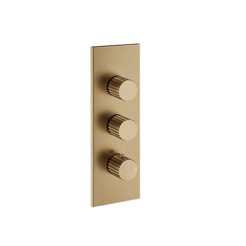 Immagine di Gessi INCASTRI miscelatore termostatico alta portata a parete 2 uscite indipendenti, finitura warm bronze brushed PVD 75314#726