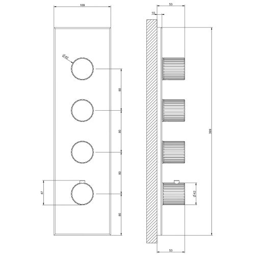 Immagine di Gessi INCASTRI miscelatore termostatico alta portata a parete 3 uscite indipendenti, finitura cromo 75316#031