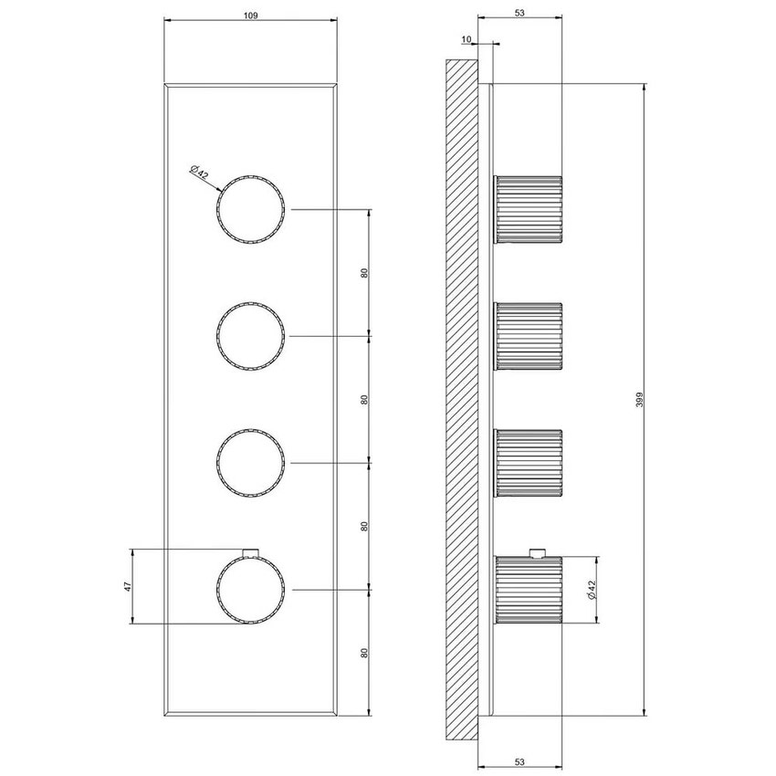 Immagine di Gessi INCASTRI miscelatore termostatico alta portata a parete 3 uscite indipendenti, finitura cromo 75316#031