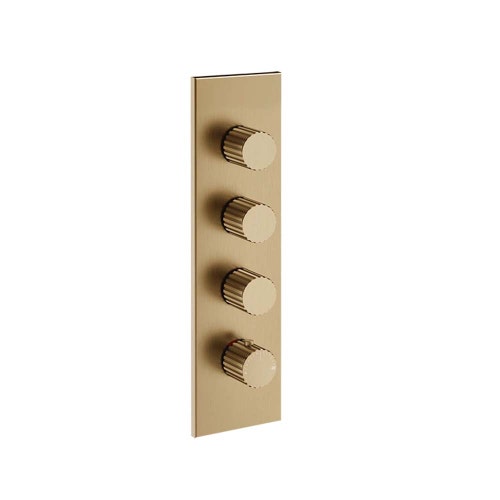 Immagine di Gessi INCASTRI miscelatore termostatico alta portata a parete 3 uscite indipendenti, finitura warm bronze brushed PVD 75316#726