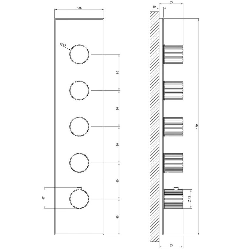 Immagine di Gessi INCASTRI miscelatore termostatico alta portata a parete 4 uscite indipendenti, finitura cromo 75318#031
