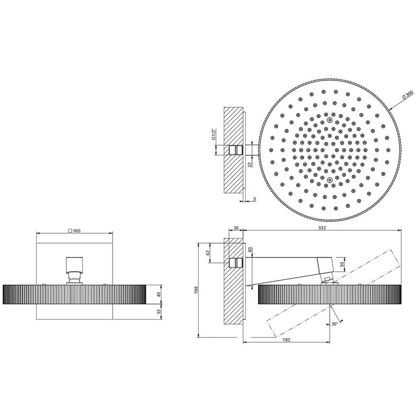 Immagine di Gessi INCASTRI soffione doccia a parete Ø30 cm, finitura cromo 75149#031
