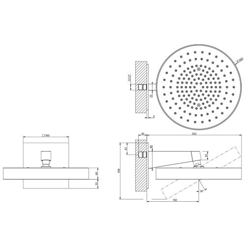 Immagine di Gessi SHOWER soffione doccia a parete orientabile, Ø 30 cm, finitura cromo 63049#031