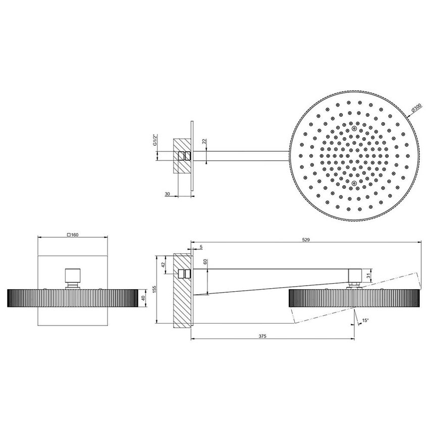 Immagine di Gessi INCASTRI soffione doccia a parete Ø30 cm, finitura cromo 75168#031