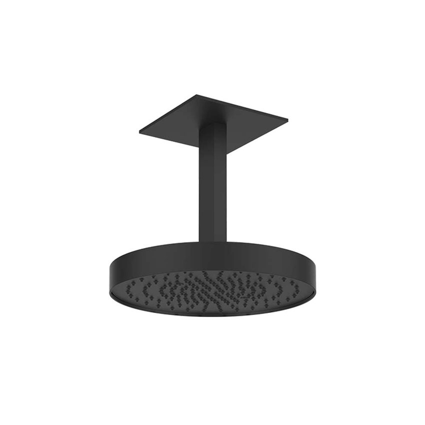 Immagine di Gessi SHOWER soffione doccia da soffitto H.27 cm, Ø 30 cm, senza scarico, colore nero finitura opaco 63072#299